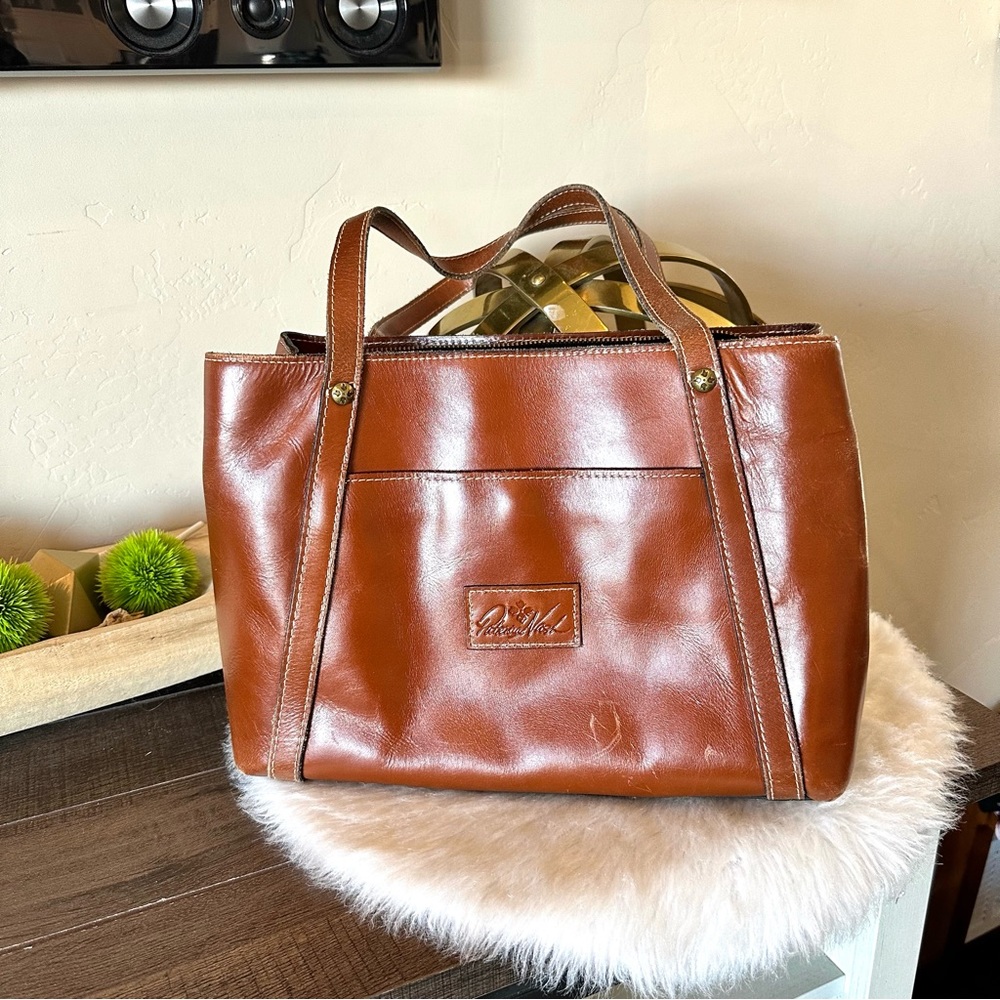 Patricia Nash Warm Cognac Leather Shoulder Bag